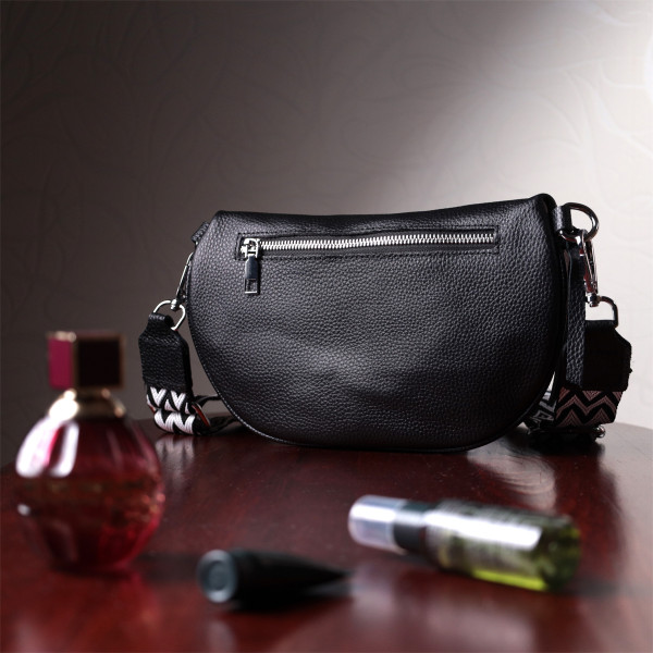 Кожаная сумка для женщин в классическом цвете через плечо с мини кошельком Vintage 22666 Черная