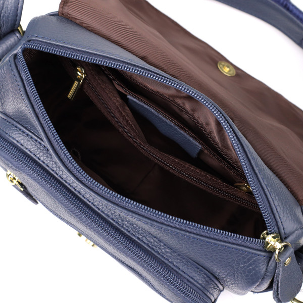 Практичная сумка из натуральной кожи для женщин Vintage 22971 Синий