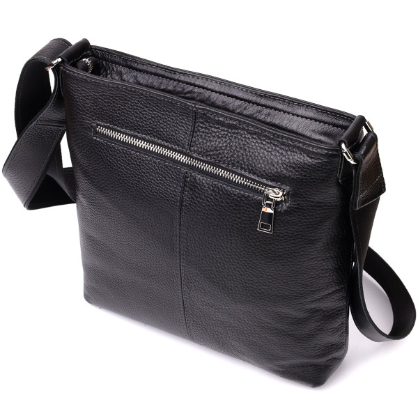 Красивая сумка через плечо для мужчин из натуральной кожи GRANDE PELLE 22883 Черная
