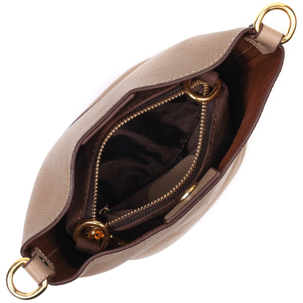 Женская сумка с автономной косметичкой внутри из натуральной кожи Vintage 22364 Бежевая