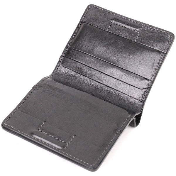 Стильное портмоне с накладной монетницей из натуральной кожи GRANDE PELLE 11643 Черный