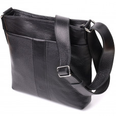 Красивая сумка через плечо для мужчин из натуральной кожи GRANDE PELLE 22883 Черная