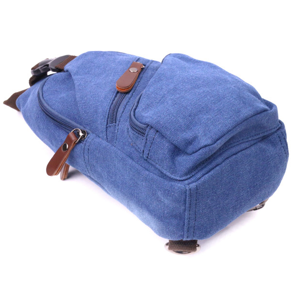Сумка с USB кабелем через плечо из плотного текстиля 21224 Vintage Синяя