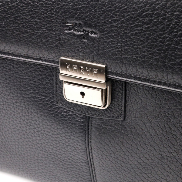 Классический мужской портфель KARYA 20940 кожаный Черный