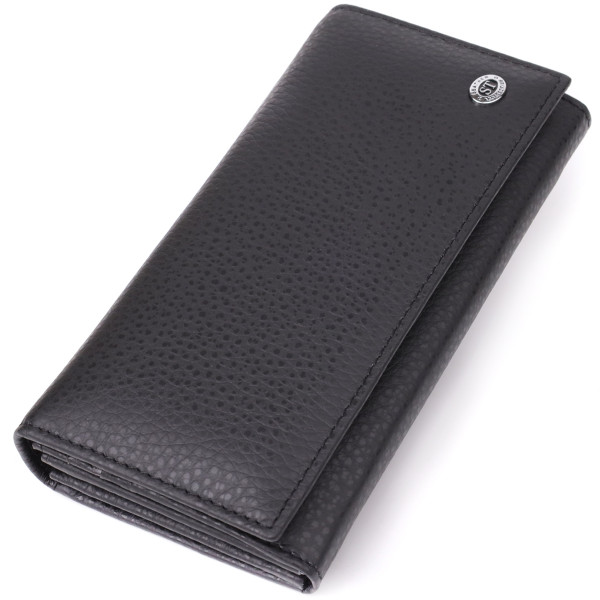 Женский вертикальный кошелек из натуральной кожи ST Leather 23084 Черный