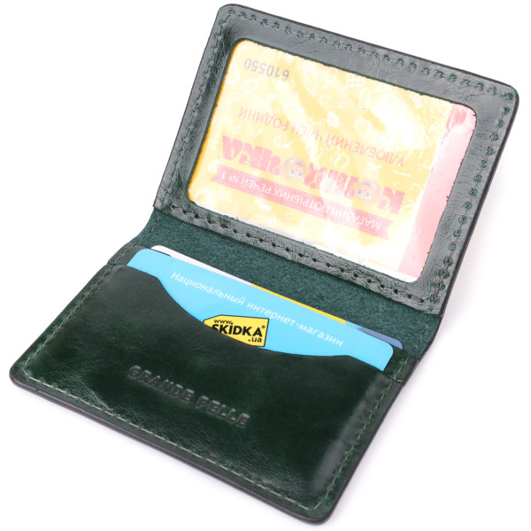 Великолепная обложка на документы из натуральной гладкой кожи GRANDE PELLE 22942 Зеленый
