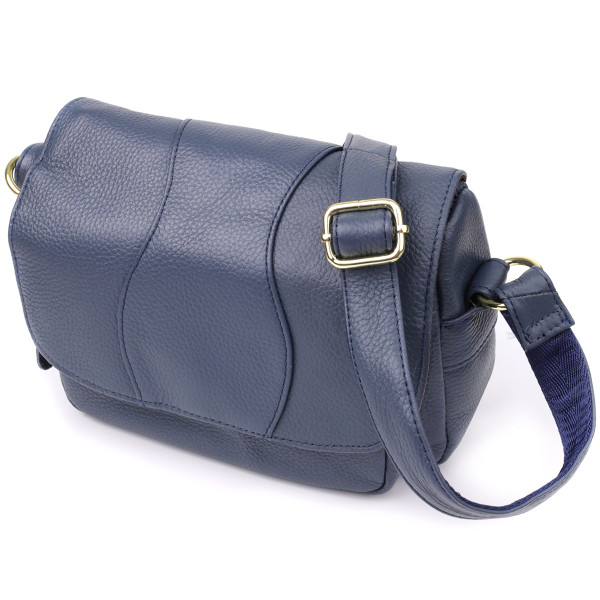 Практичная сумка из натуральной кожи для женщин Vintage 22971 Синий