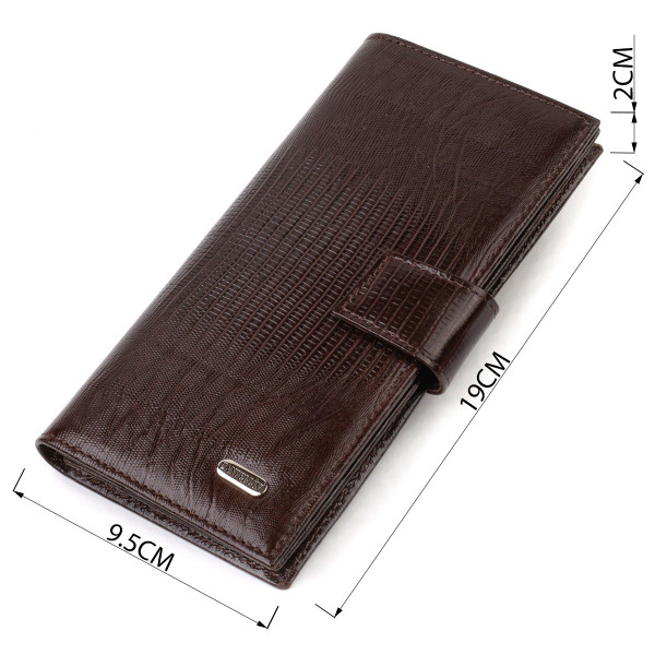 Интересное вертикальное мужское портмоне из натуральной фактурной кожи с тиснением CANPELLINI 21718 Коричневое