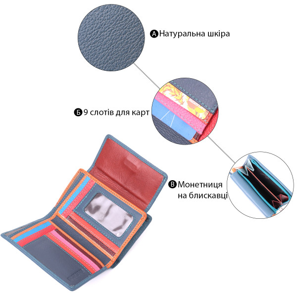 Интересный кошелек для женщин из натуральной кожи ST Leather 22504 Бирюзовый