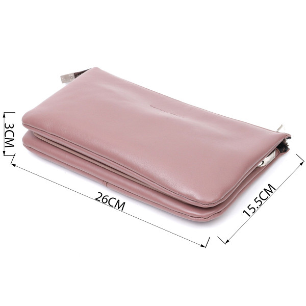 Красивый женский клатч из натуральной кожи GRANDE PELLE 11634 Пудровый