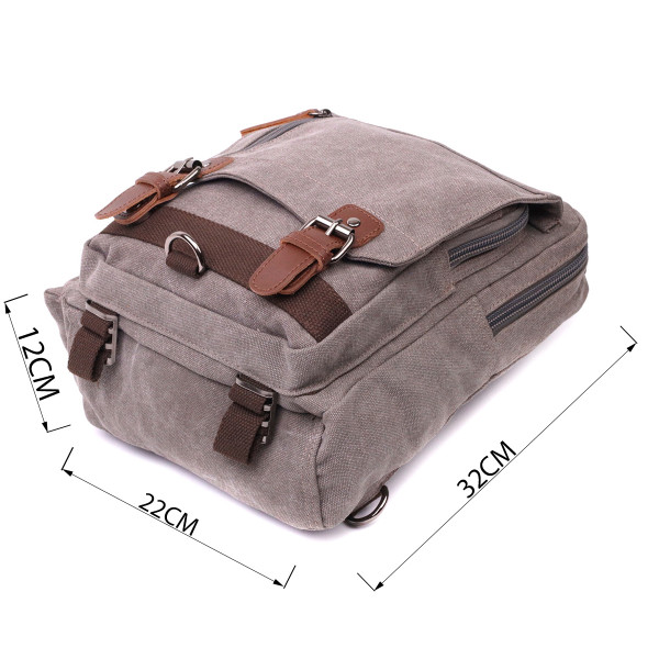 Оригинальная сумка через плечо из плотного текстиля Vintage 22442 Серый