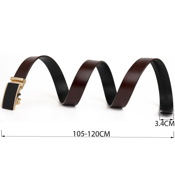 Ремень мужской c золотистой прямоугольной пряжкой Vintage 20260 Коричневый