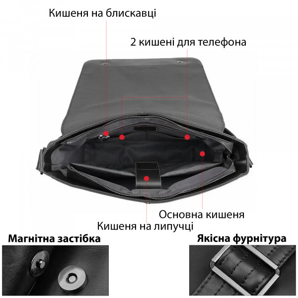 Сумка мужская Vintage 20435 Черная