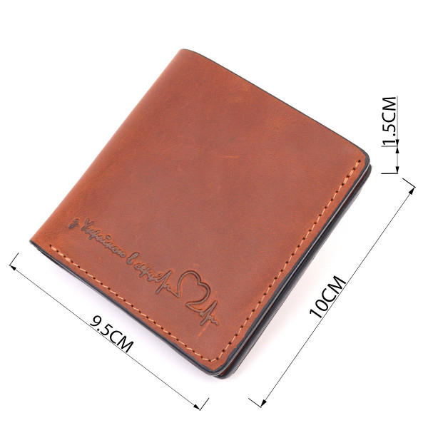 Вместительный кожаный мужской кошелек с монетницей Сердце GRANDE PELLE 16743 Светло-коричневый