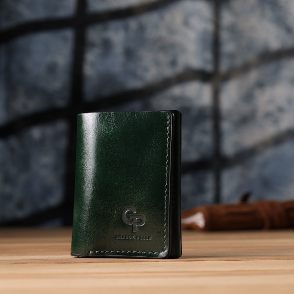 Отменный кошелек в три сложения из натуральной гладкой кожи GRANDE PELLE 22944 Зеленый