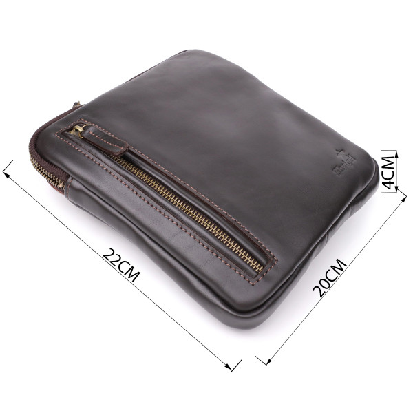 Элегантная мужская сумка из гладкой натуральной кожи Shvigel 23150 Коричневый