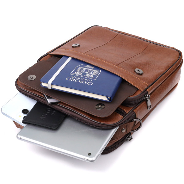 Удобная мужская сумка с ручкой для переноса в руке из натуральной кожи Vintage 23025 Светло-коричневый