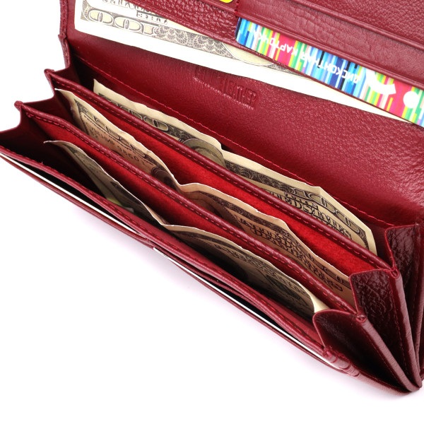 Модный женский кошелек на магнитах из натуральной кожи ST Leather 23113 Бордовый