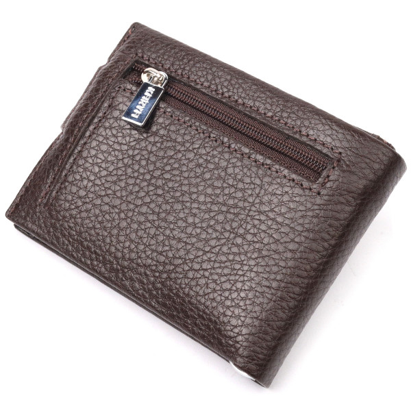 Практичный мужской зажим из натуральной кожи KARYA 21045 Коричневый