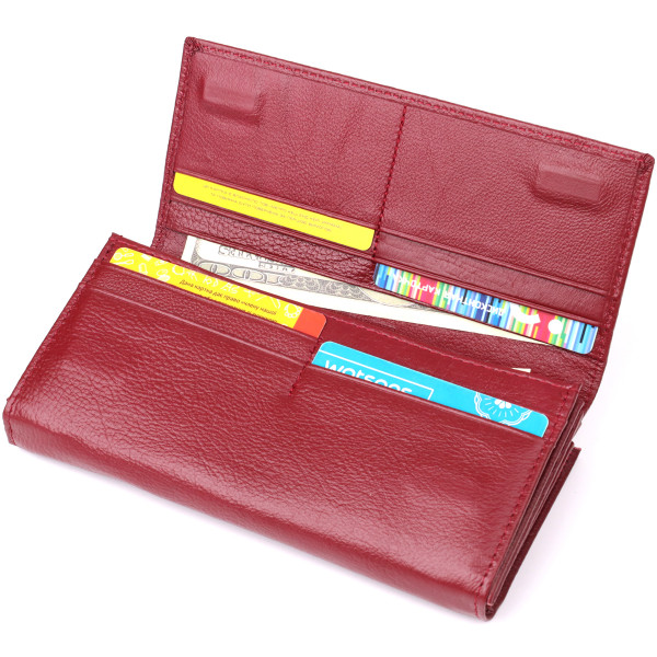 Модный женский кошелек на магнитах из натуральной кожи ST Leather 23113 Бордовый