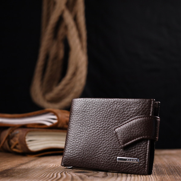 Практичный мужской зажим из натуральной кожи KARYA 21045 Коричневый