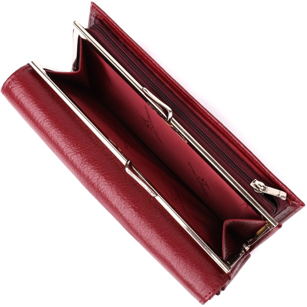 Модный женский кошелек на магнитах из натуральной кожи ST Leather 23113 Бордовый