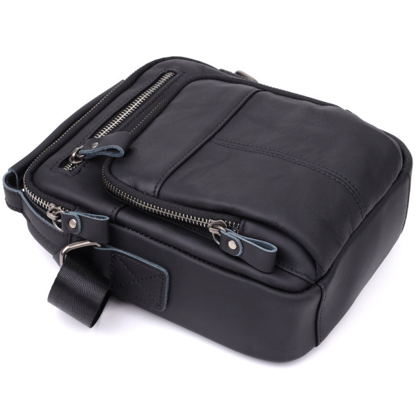 Деловая мужская сумка из натуральной кожи Vintage 23036 Черный