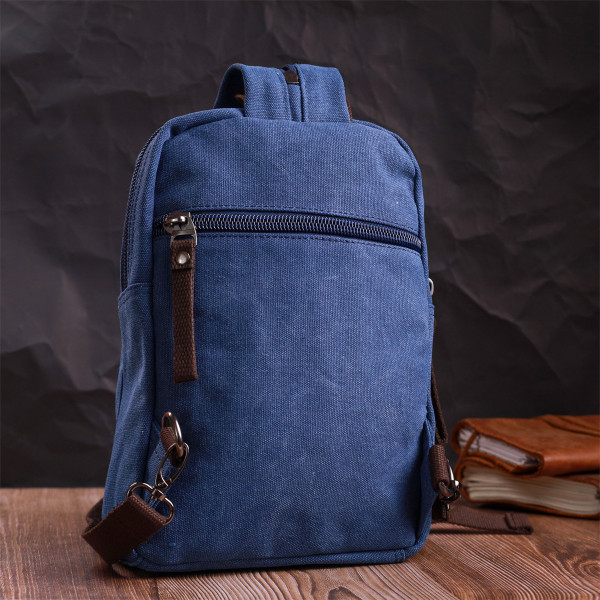 Универсальная сумка-рюкзак с двумя отделениями из плотного текстиля Vintage 22165 Синий