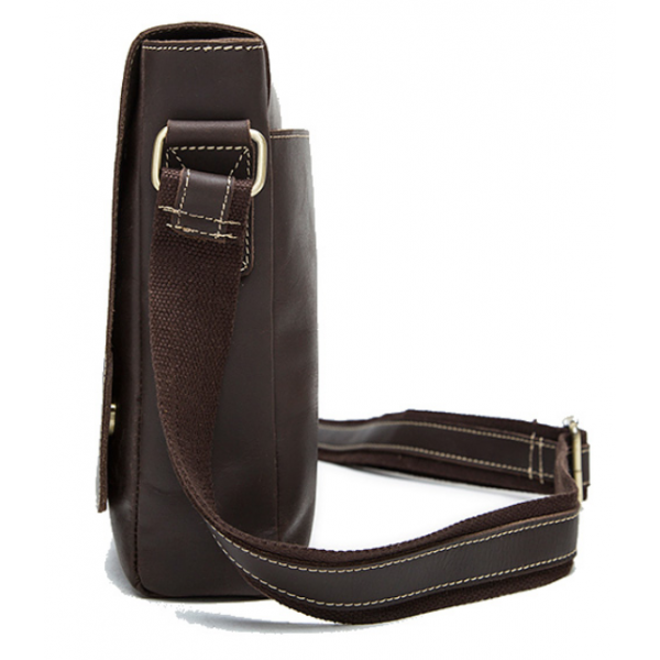 Сумка мужская горизонтальная на плечо Vintage 20007 Коричневая
