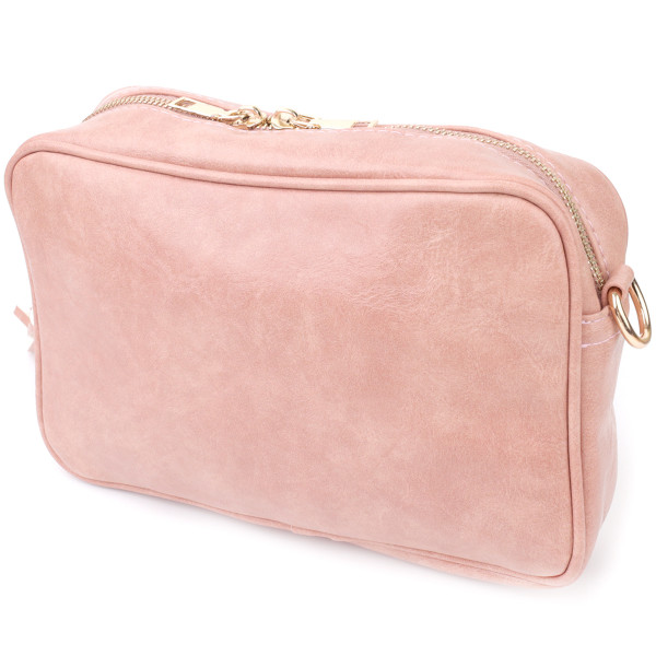 Женская сумка с плюшевой вставкой на лицевой стороне из экокожи Vintage sale_15133 Розовый