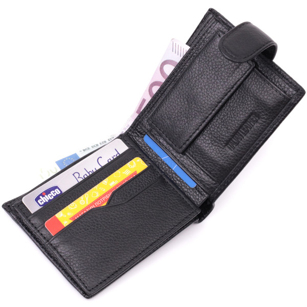 Кошелек для мужчин удобного размера из натуральной кожи ST Leather 22461 Черный
