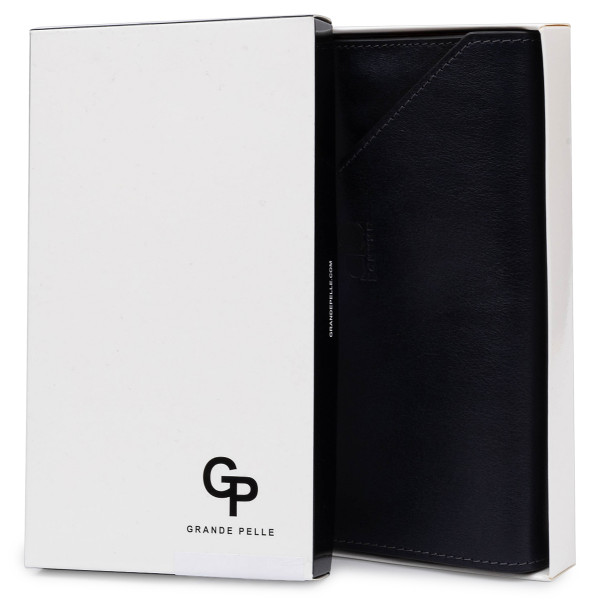 Горизонтальное стильное портмоне унисекс GRANDE PELLE 11557 Синий