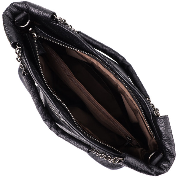 Удобная повседневная сумка из натуральной кожи для женщин Vintage 22992 Черный