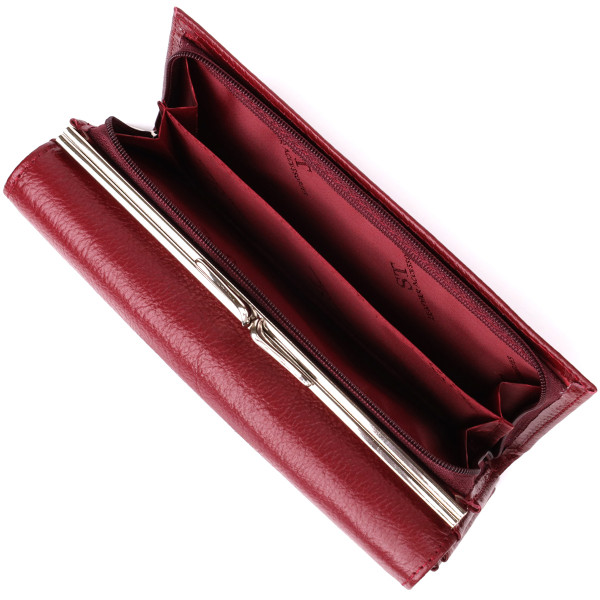 Модный женский кошелек на магнитах из натуральной кожи ST Leather 23113 Бордовый