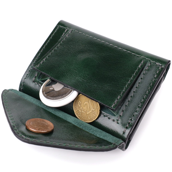 Отменный кошелек в три сложения из натуральной гладкой кожи GRANDE PELLE 22944 Зеленый