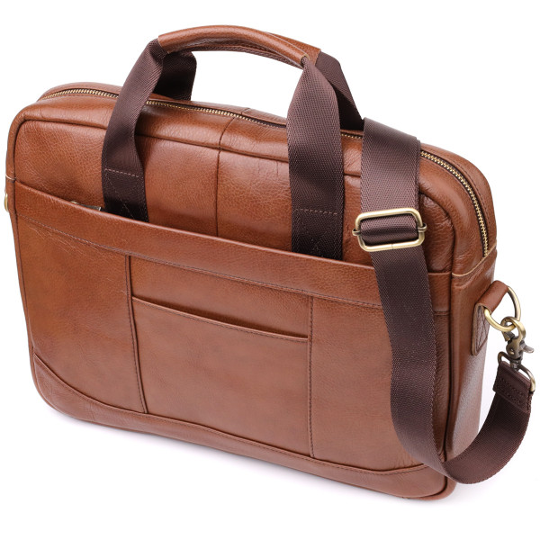 Мужской деловой портфель из натуральной кожи Vintage 23038 Коричневый