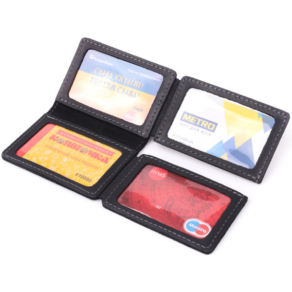 Превосходная обложка на автодокументы в винтажной коже GRANDE PELLE 22872 Черный