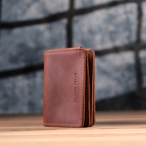 Стильная обложка на автодокументы в винтажной коже GRANDE PELLE 22874 Светло-коричневая