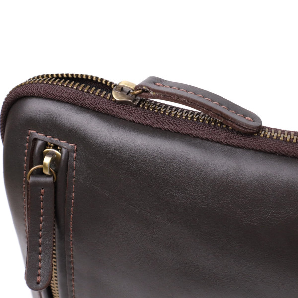 Элегантная мужская сумка из гладкой натуральной кожи Shvigel 23150 Коричневый