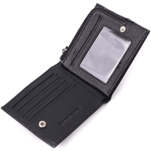 Кошелек среднего размера с оригинальной монетницей из натуральной кожи ST Leather 22458 Черный