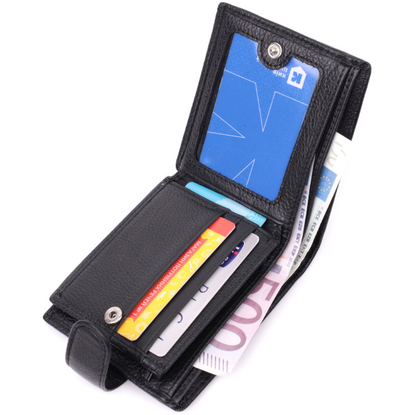 Кошелек для мужчин удобного размера из натуральной кожи ST Leather 22461 Черный