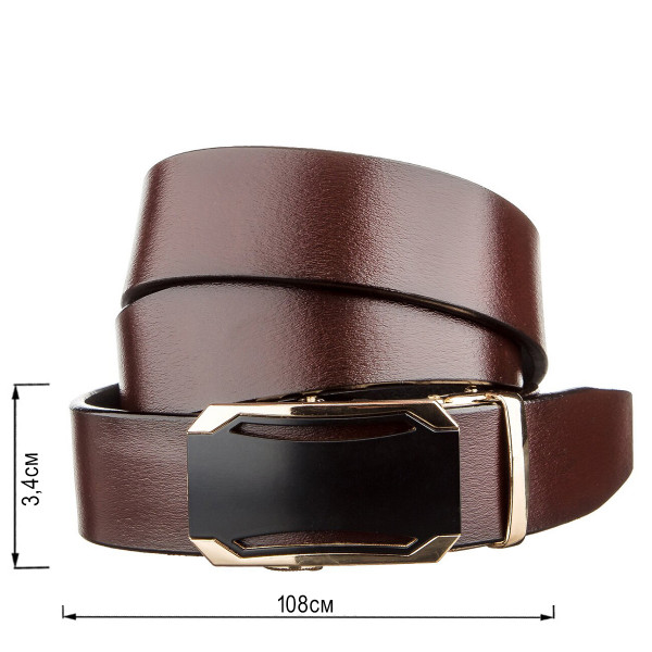 Деловой мужской ремень с автоматической пряжкой Vintage 20209 Коричневый