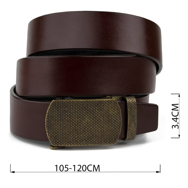 Ремень мужской с зернистой пряжкой автомат Vintage 20273 Коричневый