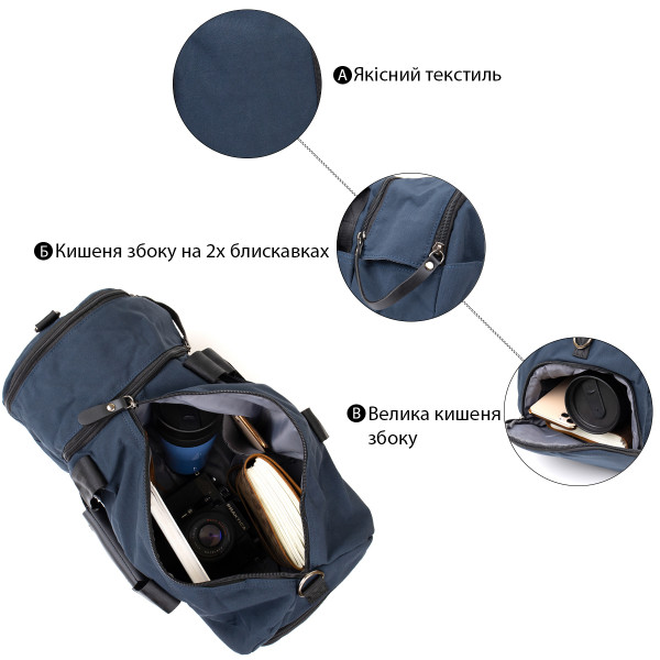 Спортивная сумка текстильная Vintage 20644 Синяя