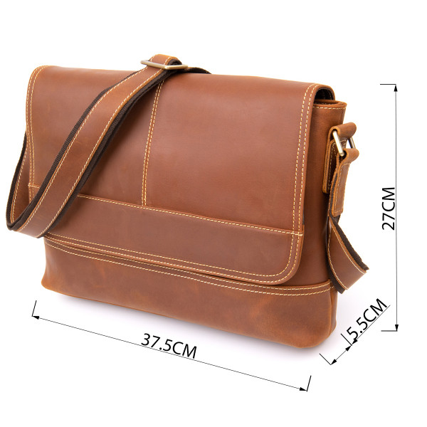 Сумка матовая мужская почтальонка Vintage 20399 Рыжая