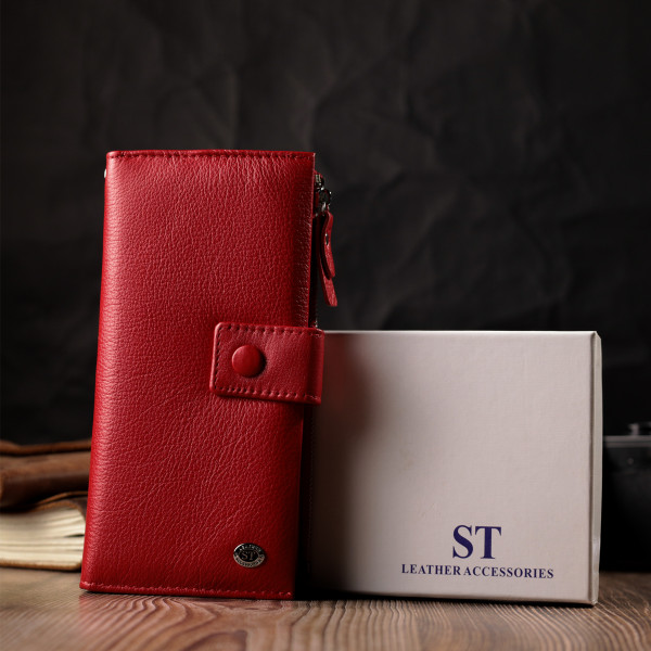 Женский вертикальный кошелек-клатч из натуральной кожи ST Leather 22536 Красный