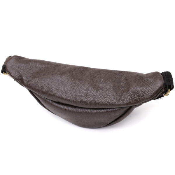 Стильная сумка бананка из зернистой натуральной кожи Shvigel 23146 Коричневый