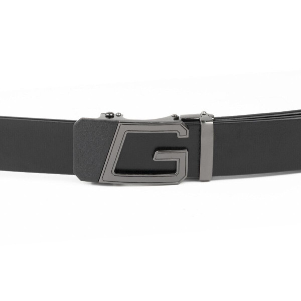 Ремень мужской с пряжкой автомат Vintage 20322 Черный