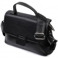 Сумка сетчел у класичному кольорі для жінок з натуральної шкіри Vintage 22291 Чорна