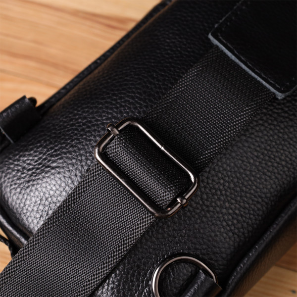 Сумка-слинг для мужчин из натуральной кожи Vintage 22955 Черный